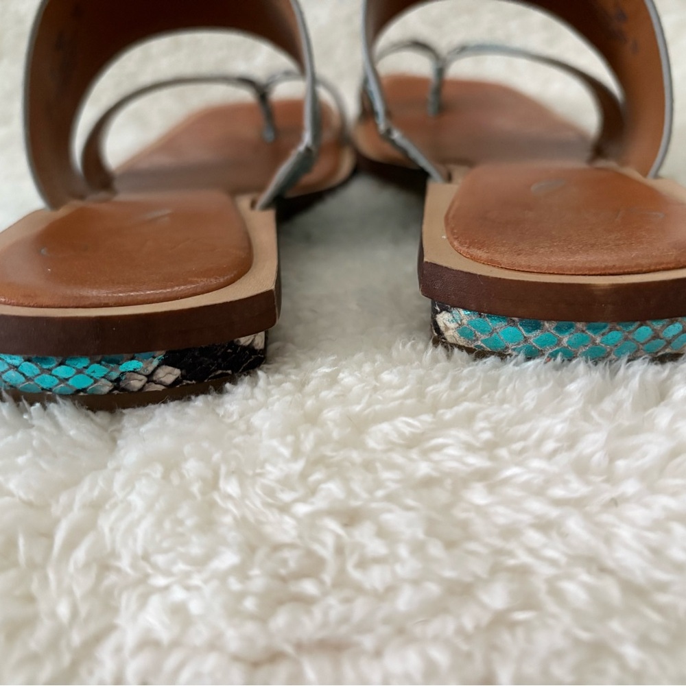 Franco Sarto Turquoise and Black Snake Print Sandals - Picture 6 of 8